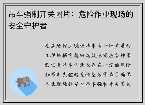 吊车强制开关图片：危险作业现场的安全守护者
